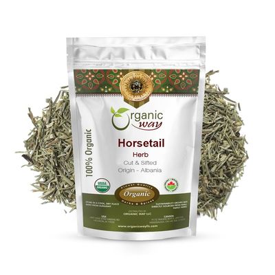 Organic Way Horsetail Herb Cut &amp; Sifted (Equisetum arvense) - Herbal Tea | European Wild-Harvest | Kosher &amp; USDA Certified | Vegan, Non-GMO &amp; Gluten Free | 100% Raw from Albania (1/4LBS / 4Oz.)