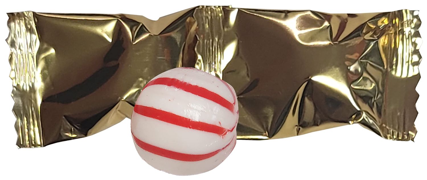 GOLD PEPPERMINT BALLS 100 Count Individually Wrapped in Candy Wrapper - Mint Candy