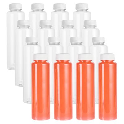 Restaurantware 12 Ounce Juice Bottles 100 Empty Plastic Bottles - Recyclable With Safety Cap Clear Plastic Juice Containers For Juicing For Milk Tea And Other Beverages