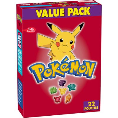Pokemon Fruit Flavored Snacks, Treat Pouches, Gluten Free Snack, Value Pack, Stocking Stuffer, 22 Ct, 17.6 oz