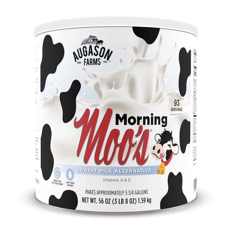 Augason Farms Morning Moo&#39;s Milk Alternative Can, Emergency Food Storage, Everyday Meals, 93 Servings