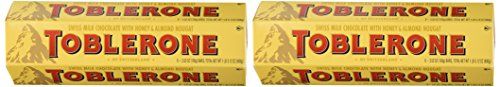 Toblerone Swiss milk chocolate with honey and Almond Nougat - 2 packs of 6 bars
