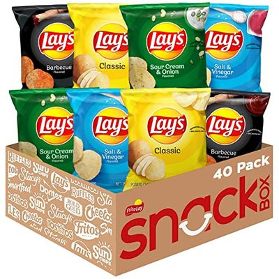 Lay&#39;s Potato Chips, 4 Flavor Variety Pack, 1 oz Single Serve Bags, (40 Pack)