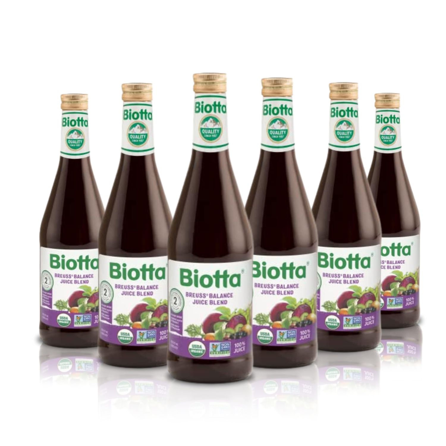 Biotta Organic Breuss Juice - 100% Juice Superfood- Help Improve Overall Wellness - Excellent Source of Potassium (16.9 Fl Oz, Pk of 6) (Breuss Balance)