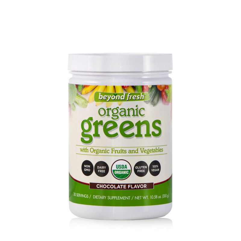 Beyond Fresh Organic Greens, Organic Fruits and Vegetables, Organic Super Foods, USDA Organic, Whole Foods, Chocolate Flavor, 10.58 Ounce (N12557)