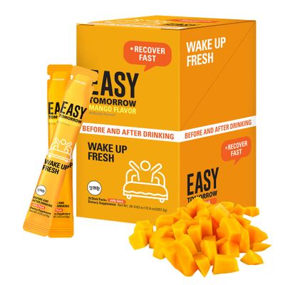 Easy Tomorrow Jelly Stick Before/After Drink Alcohol, After Party Recovery &amp; Relief for Great Night &amp; Better Morning, Party Vacation Aid, Liver Cleanse Detox, Mango Flavored, , 20 Sticks
