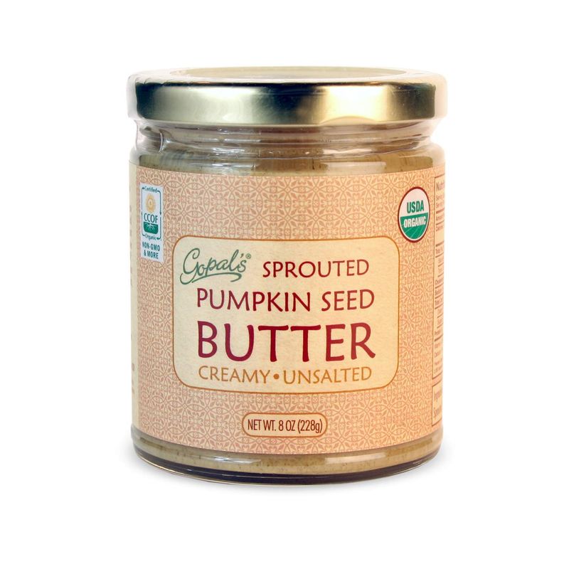 Gopals Sprouted Organic Raw Pumpkin Seed Butter, 100% Gluten-Free (Unsalted) 8 Ounces | Keto, Paleo and Whole 30-Friendly