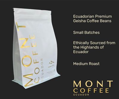 Mont Coffee - Geisha Coffee Ecuador, Whole Bean, Fresh Rosted, Premium Ecuadorian Specialty Geisha Roasted Coffee Beans | Awarded 88+ (12oz, Unflavored)