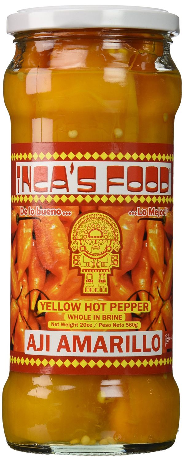 Inca&#39;s Food, Aji Amarillo Enteros en Salmuera, Yellow Hot Pepper Whole in Brine, 20 Ounce
