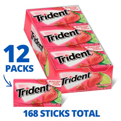 Trident Island Berry Lime Sugar Free Gum, 12 Packs of 14 Pieces (168 Total Pieces)