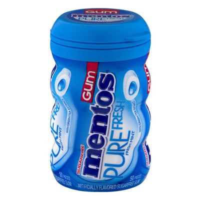 Mentos Pure Fresh Sugar-Free Chewing Gum with Xylitol, Fresh Mint, 50 Piece Bottle (Bulk Pack of 6)