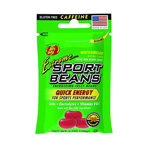 Jelly Belly Extreme Sport Beans, Caffeinated Jelly Beans, Watermelon Flavor, 24 Pack, 1-oz Each