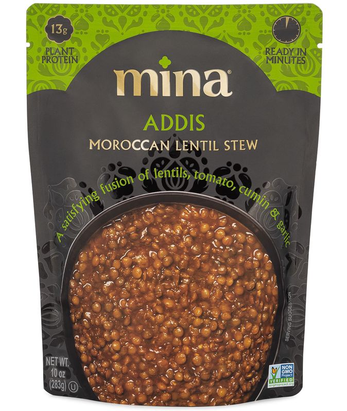 Mina Moroccan Lentils, Ready to Eat, Lentils High In Plant Based Protein, Vegan, Non-GMO, Gluten Free, Kosher, Microwavable, Packaged Meal &amp; Side Dish, 10 oz