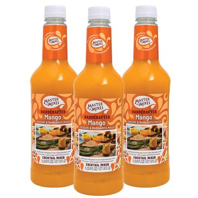 Master of Mixes Mango Daiquiri / Margarita Drink Mix, Ready to Use, 1 Liter Bottle (33.8 Fl Oz), Pack of 3