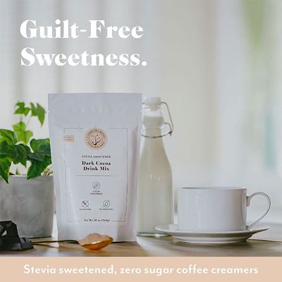 5 SPARROWS Sugar-Free Dark Chocolate Flavored Drink Mix- Stevia, Keto Friendly, No Sugar Coffee Creamer, 40 oz (2.5 lb)
