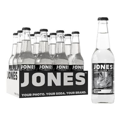 Jones Soda Co. Cream Soda Flavor | 100% Cane Sugar Soda | Craft Soda Pop | Soda Soft Drinks | 12 Oz Glass Bottle Soda | Pack of 12