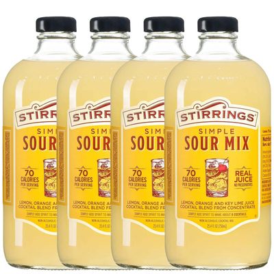 Stirrings 4 Pack Simple Sour Cocktail Mix 750ml Bottles - Real Juice No Preservatives - 90 Calories - Drink Mixer