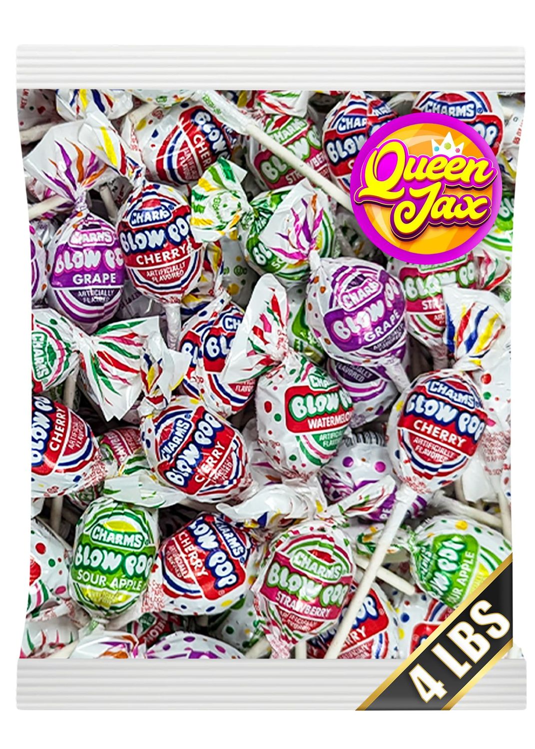 Blow Pops - 4 LB Bag - QUEEN JAX - Bulk Candy - Lollipops - Candy Bulk - Candy Bag - Bulk Candy Individually Wrapped Candy - Pinata Candy - Bag of Candy - Lollipops Individually Wrapped - lolipops