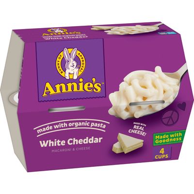 Annie&#39;s White Cheddar Microwave Mac and Cheese with Organic Pasta Cups, 4 Ct, 8.04 oz