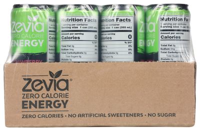 Zevia Zero Calorie Energy Drink, Strawberry Kiwi, 120mg Caffeine, Zero Sugar, Non-GMO, 12 Fl Oz (Pack of 12)