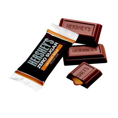 HERSHEY'S Zero Sugar Caramel Filled Chocolate Candy Bags, 3 oz (12 Count)