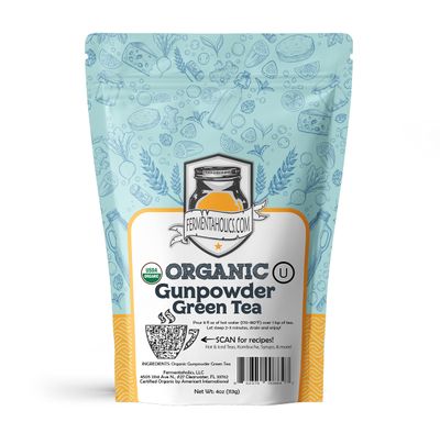 Fermentaholics USDA Certified Organic Loose-Leaf Gunpowder Green Tea - Perfect For Homebrewing Kombucha, Hot Tea, And Iced Tea - OU Kosher Certified - Premium Taste, Aroma, And Flavor