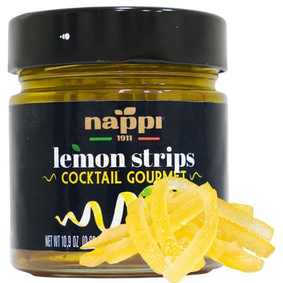 Nappi 1911 Lemon Twist Candied Lemon Peel Strips in Syrup 109 oz Popular Cocktail Garnish for Margarita Martini Negroni Lemon Drop Old Fashioned Drinks Mocktails Lemon Peel for Baking Mocktails