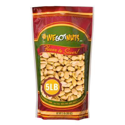 Roasted Unsalted Peanuts 5 Pounds (80oz) By We Got Nuts - Premium Quality Kosher Peanut - Healthy &amp; Natural Rich Flavor Snack - Great For DIY Homemade Peanut Butter - Air-Tight Resealable Bag Package