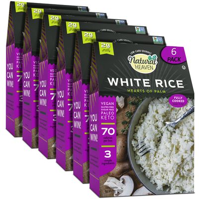 Natural Heaven Hearts of Palm Rice, White - Low-Carb and Low-Calorie White Rice, Keto, Paleo, Plant-Based Healthy Food, Ready to Eat, 9 Oz Ea (Pack of 6)