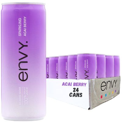 Envy Sparkling 100% Fruit Juice, Acai Berry 8oz (Case of 24)