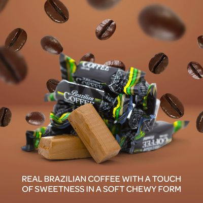Brazilian Coffee Flavored Taffy Candy - Bulk Pack 2 Pounds - Individually Wrapped