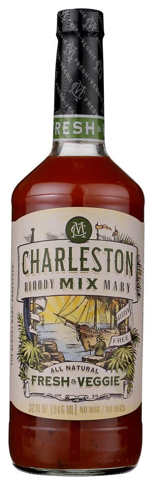 Charleston Mix Premium, All Natural Bloody Mary Mix. Fresh &amp; Veggie, 32oz (2 bottles)