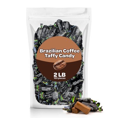 Brazilian Coffee Flavored Taffy Candy - Bulk Pack 2 Pounds - Individually Wrapped