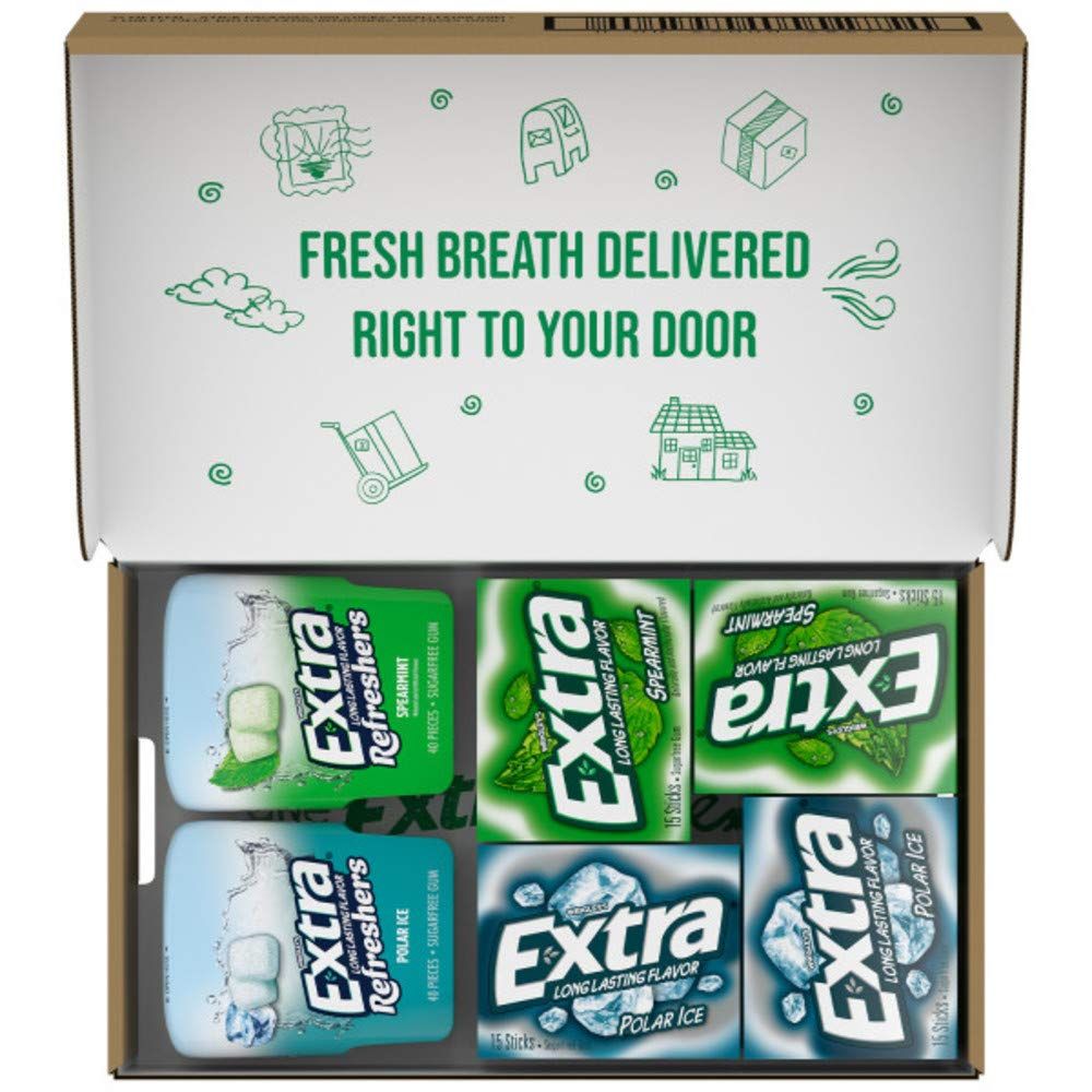 EXTRA Spearmint &amp; Polar Ice Sugar Free Chewing Gum Bulk Assortment, 15 Sticks &amp; 40 Pieces (2 Bottle Packs &amp; 12 Single Packs)