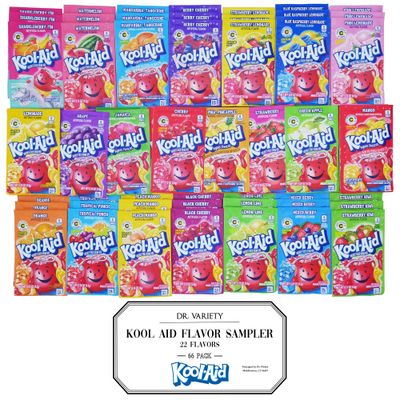 Kool Aid Packets Supreme Variety (22 Flavors, 66 Packets) - Drink Mix Packets - Includes Blue Raspberry, Berry Cherry, Jamaica, Sharkleberry Fin, and More! - By Dr. Variety Kool Aid Packets Supreme Variety (22 Flavors, 66 Packets) - Drink Mix Packets - Includes Blue Raspberry, Berry Cherry, Jamaica, Sharkleberry Fin, and More! - By Dr. Variety