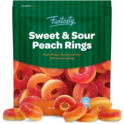 Peach Rings 2-Pound Pack - Soft Gummy Candy, Sour and Sweet