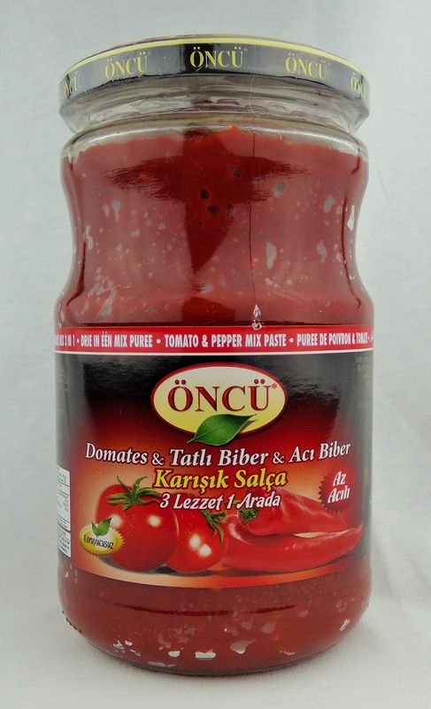 Oncu Traditional and Natural Pastes (Turkish) (Mix 3 in 1 (Hot &amp; Mild Pepper and Tomato) Paste, 700 Gr / 24.64 Oz)