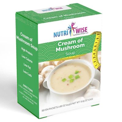 NutriWise - High Protein 15g Soup | 7/Box | Weight Loss, Diet, KETO Friendly, Hunger Control, Meal Replacement | Gluten Free, Low Calorie, Low Carb, Low Sugar (Cream Of Mushroom)