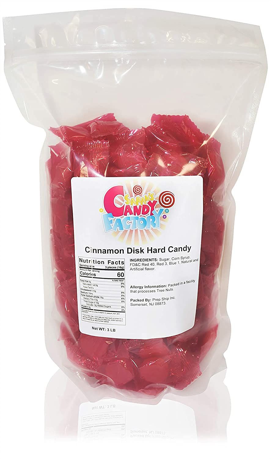 Sarah&#39;s Candy Factory Cinnamon Disc Hard Candy in Resealable Bag, 3 Lbs
