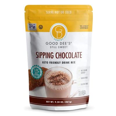 Good Dees Sipping Chocolate Keto Drink Mix, Chocolate Flavor Low Carb Hot Cocoa Mix, No Sugar Added, Gluten Free, Soy-Free, Dairy-Free &amp; Vegan, Diabetic &amp; Atkins Friendly (1.5g Net Carbs)