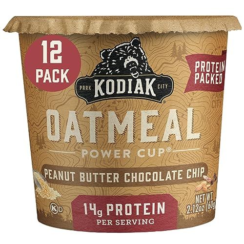 Kodiak Cakes Instant Oatmeal Cups, Peanut Butter Chocolate Chip, High Protein, 100% Whole Grains, (12 cups)