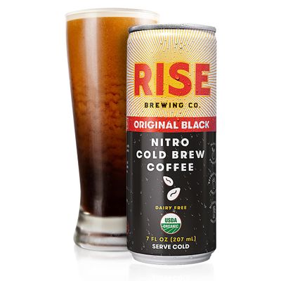 RISE Brewing Co. Original Black Nitro Cold Brew Coffee, No Sugar, Vegan, Organic &amp; Non-GMO, Low Acidity, 7 Fl. oz. Cans (12 Pack)