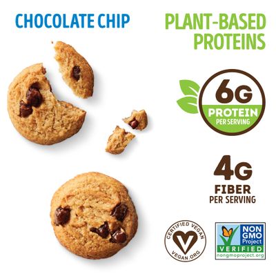 Lenny &amp; Larry's The Complete Crunchy Cookie, Chocolate Chip, 6g Plant Protein, Vegan, Non-GMO, 4.25 Ounce Pouch (Pack of 6)