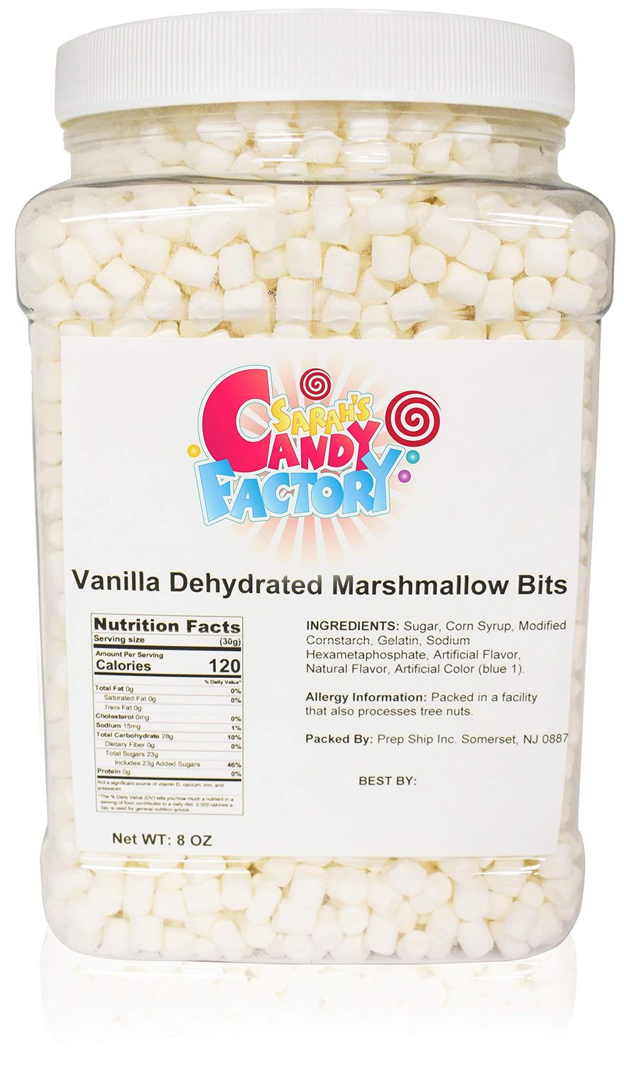 Sarah&#39;s Candy Factory Vanilla Mini Dehydrated Marshmallow Bits in Jar, 8 Oz