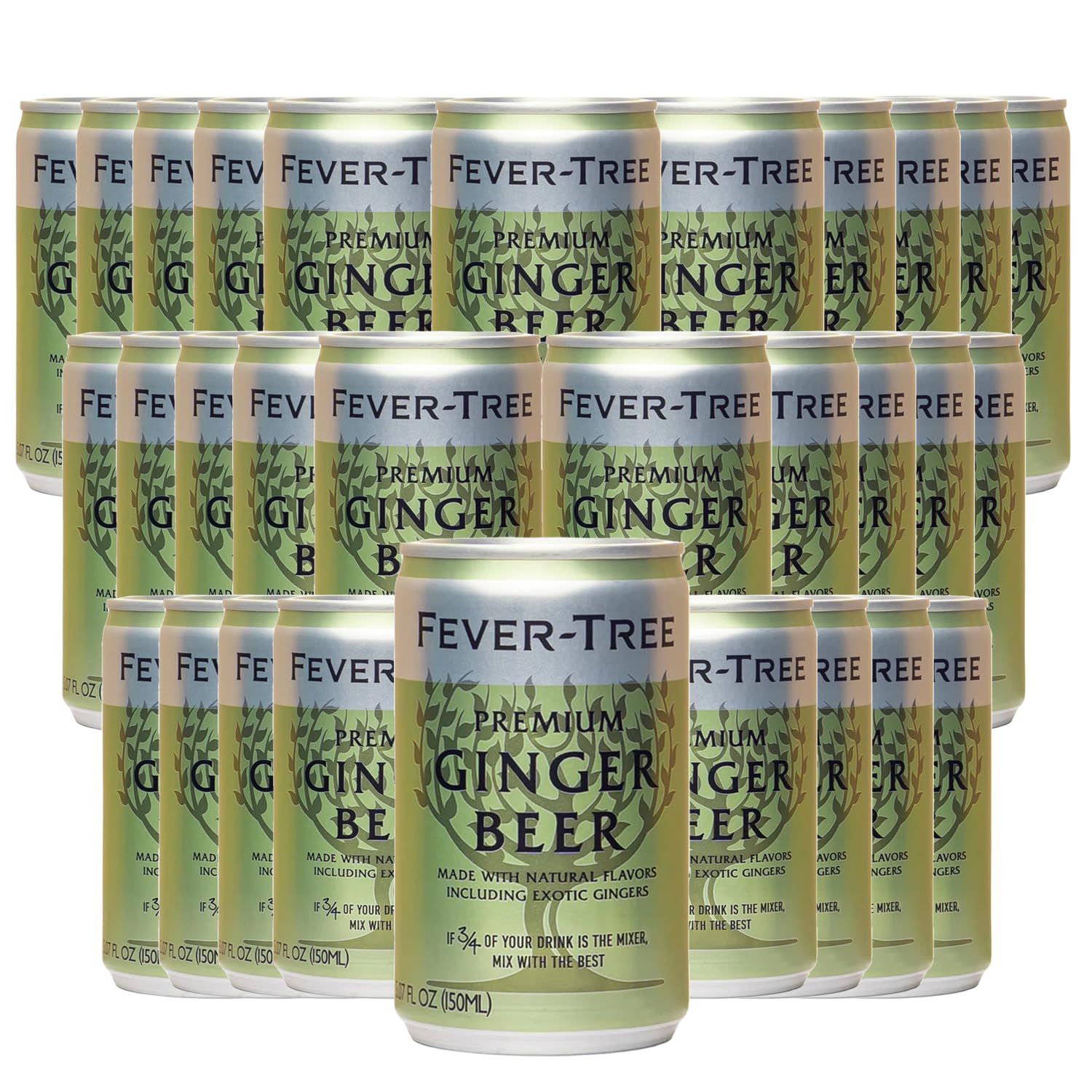 Fever Tree Premium Ginger Beer - Premium Quality Mixer and Soda - Refreshing Beverage for Cocktails &amp; Mocktails 150ml Bottle