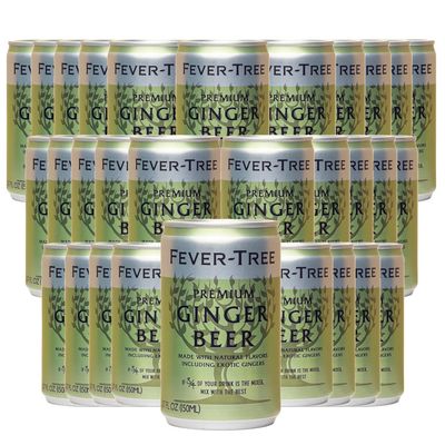Fever Tree Premium Ginger Beer - Premium Quality Mixer and Soda - Refreshing Beverage for Cocktails &amp; Mocktails 150ml Bottle