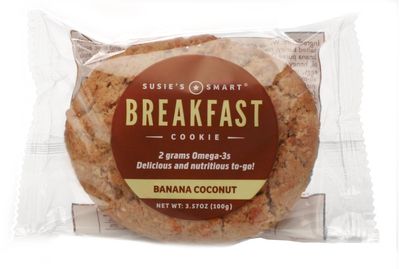 Susie&#39;s Smart Breakfast Cookie Healthy Omega-3s and Protein rich Soft Chewy Home-baked Cookie, Coconut/Banana, 3.57 Ounce (Pack of 18), 64.26 Ounce