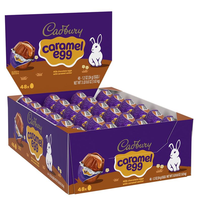 CADBURY Milk Chocolate Caramel Eggs - Bulk Easter Candy 48 Count (1.2 Oz Each)