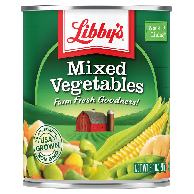 Libby&#39;s Mixed Vegetables | Delicious Vegetable Favorites | Colorful Carrots, Potatoes, Peas, Corn, Green Beans, Celery, Lima Beans | Grown &amp; Made in USA | 8.5 oz (Pack of 12)