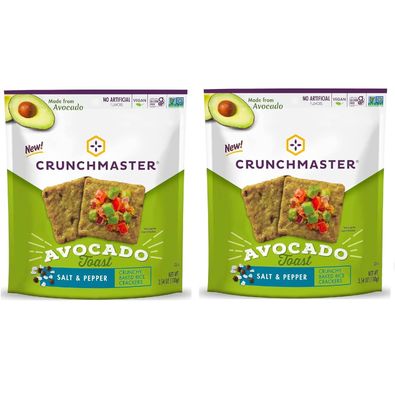 Crunch master Avocado Toast, Salt &amp; Pepper, Crunchy Baked Rice Crackers (Pack of 2)- 3.54oz each
